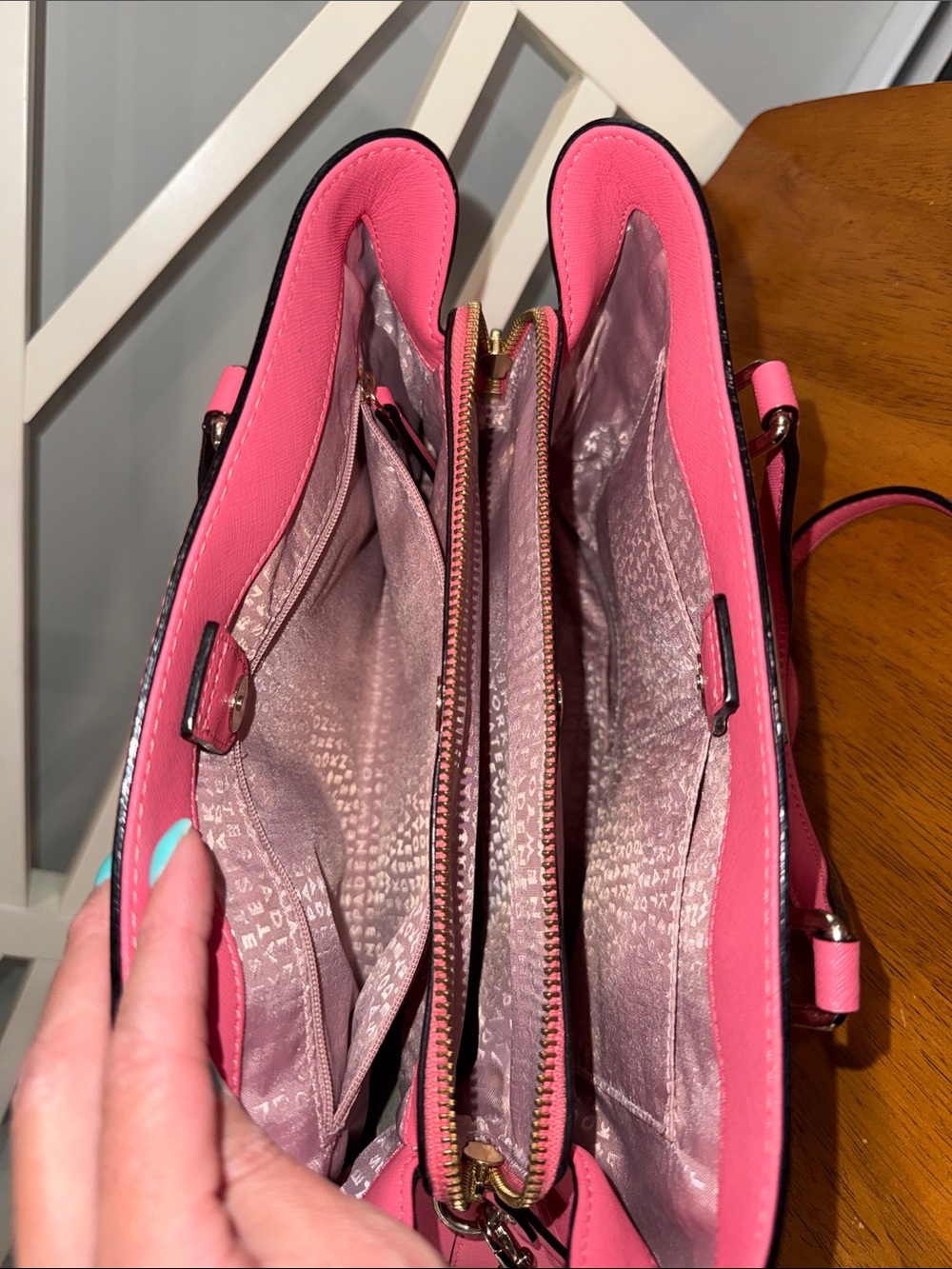 kate spade Pink Saffiano Leather Tote with Matching Wallet - Picture 5 of 10